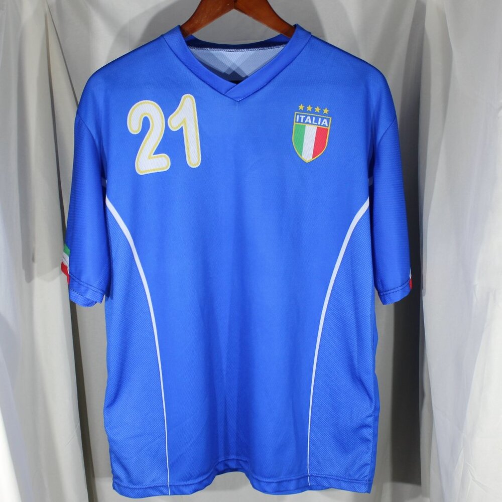 Andrea Pirlo Italia Blue Soccer Jersey - Size L